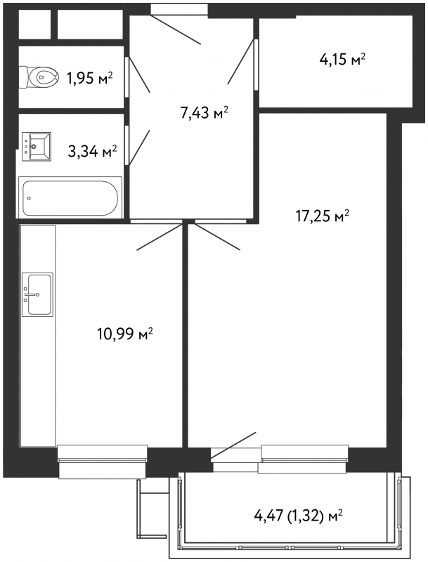 3-комнатная квартира в ЖК Скандинавия на 13 этаже в 2 секции. Сдача в 4 кв. 2026 г.