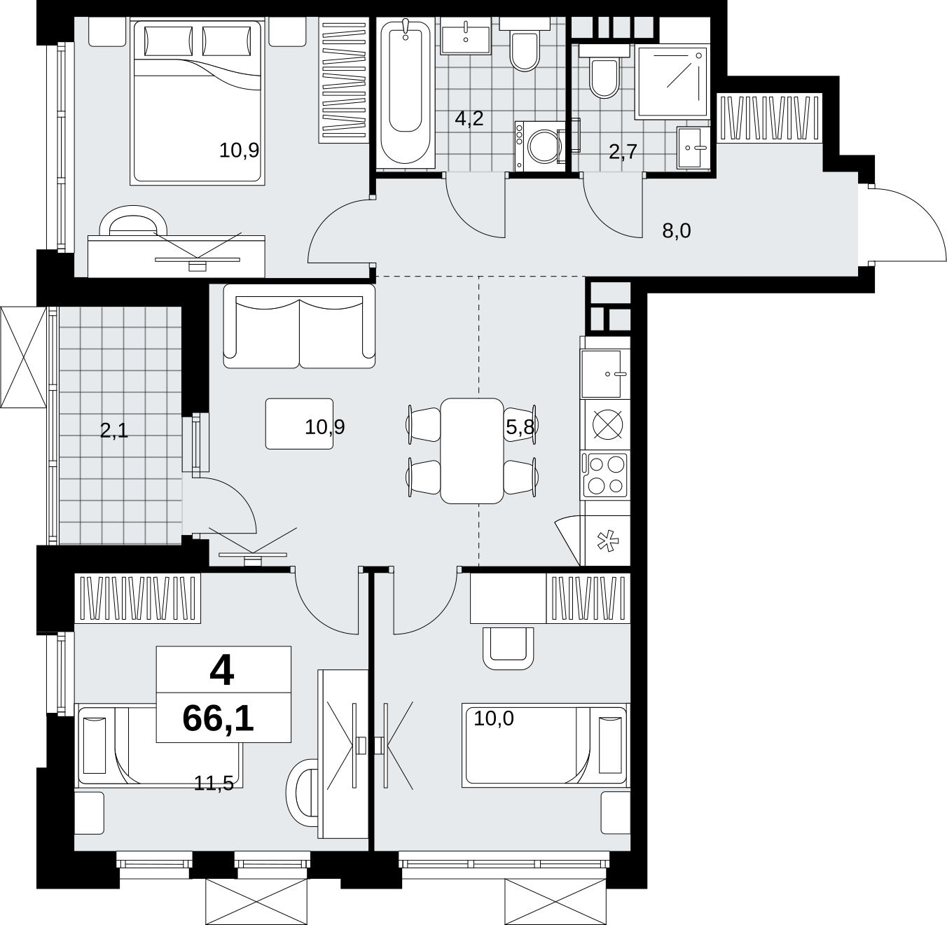 1-комнатная квартира (Студия) в ЖК Скандинавия на 14 этаже в 2 секции. Сдача в 4 кв. 2026 г.