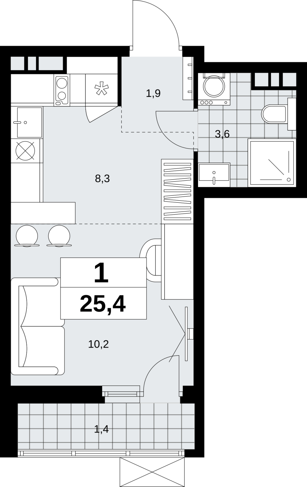 3-комнатная квартира в ЖК Скандинавия на 8 этаже в 2 секции. Сдача в 4 кв. 2026 г.