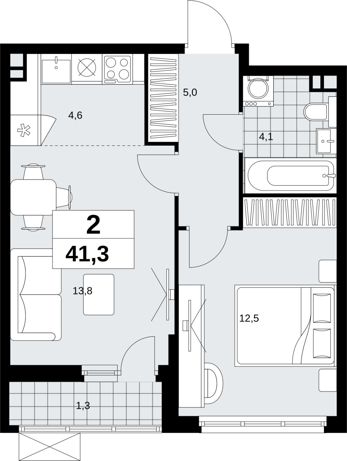 1-комнатная квартира в ЖК Отрада на 8 этаже в 5 секции. Сдача в 2 кв. 2023 г.