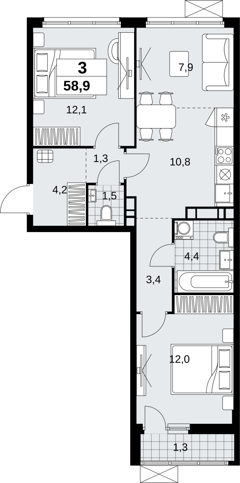 1-комнатная квартира (Студия) в ЖК Скандинавия на 15 этаже в 2 секции. Сдача в 4 кв. 2026 г.