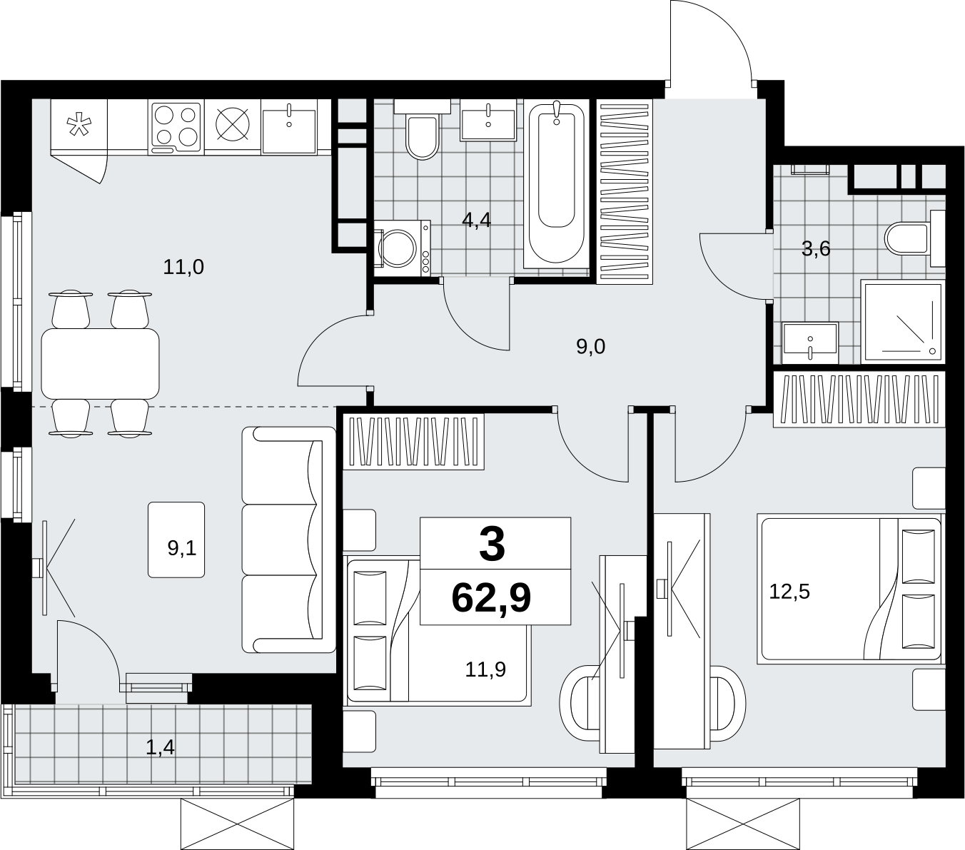 4-комнатная квартира с отделкой в ЖК Скандинавия на 17 этаже в 1 секции. Сдача в 1 кв. 2027 г.