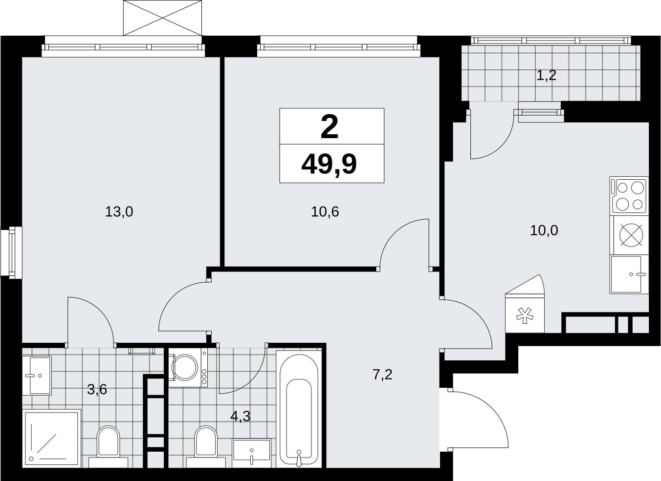 1-комнатная квартира (Студия) в ЖК Скандинавия на 4 этаже в 2 секции. Сдача в 4 кв. 2026 г.