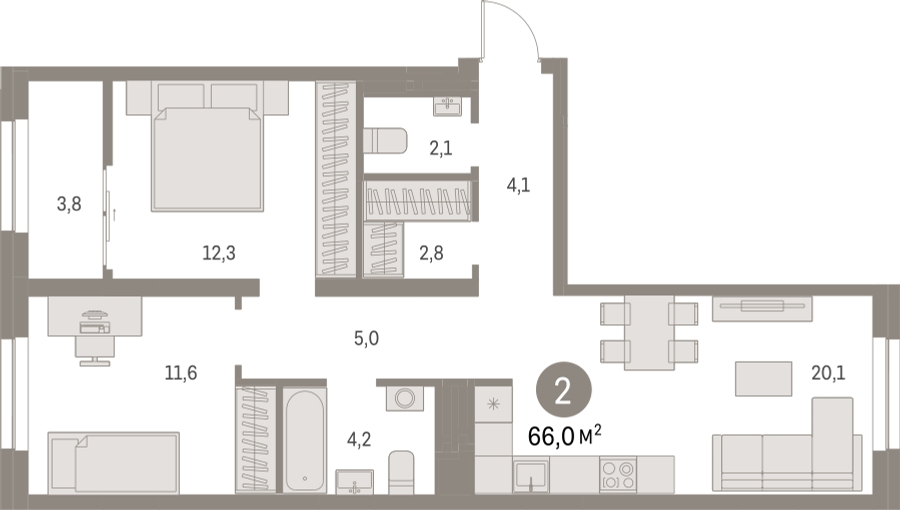 3-комнатная квартира в ЖК Скандинавия на 15 этаже в 2 секции. Сдача в 4 кв. 2026 г.