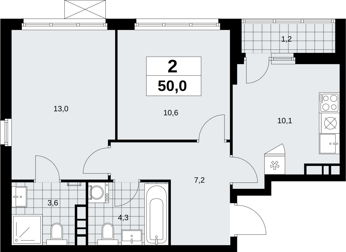 1-комнатная квартира (Студия) в ЖК Скандинавия на 10 этаже в 4 секции. Сдача в 4 кв. 2023 г.