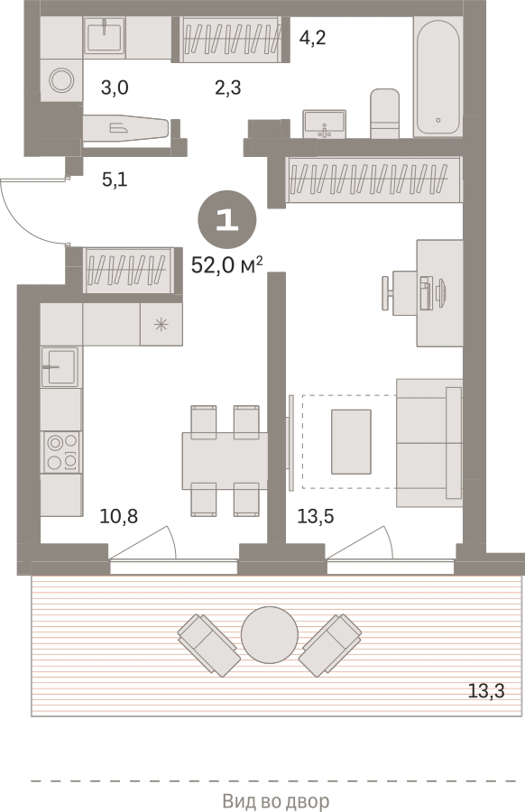 1-комнатная квартира в ЖК Скандинавия на 9 этаже в 2 секции. Сдача в 4 кв. 2026 г.