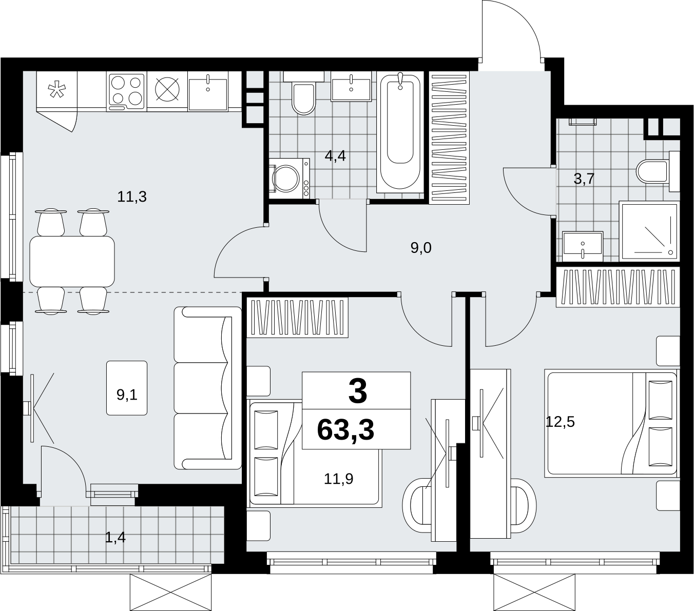 1-комнатная квартира (Студия) в ЖК Скандинавия на 14 этаже в 5 секции. Сдача в 4 кв. 2023 г.