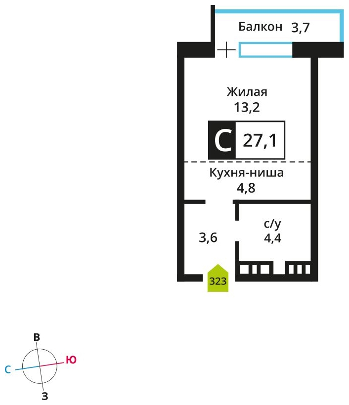 3-комнатная квартира в ЖК Скандинавия на 11 этаже в 1 секции. Сдача в 4 кв. 2026 г.