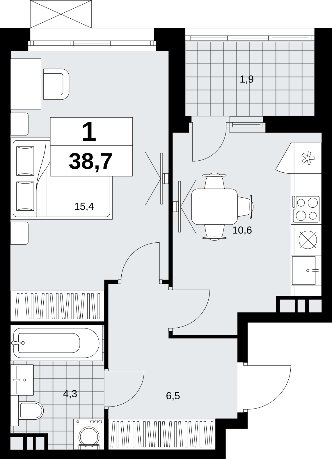 1-комнатная квартира (Студия) в ЖК Отрада на 13 этаже в 6 секции. Дом сдан.