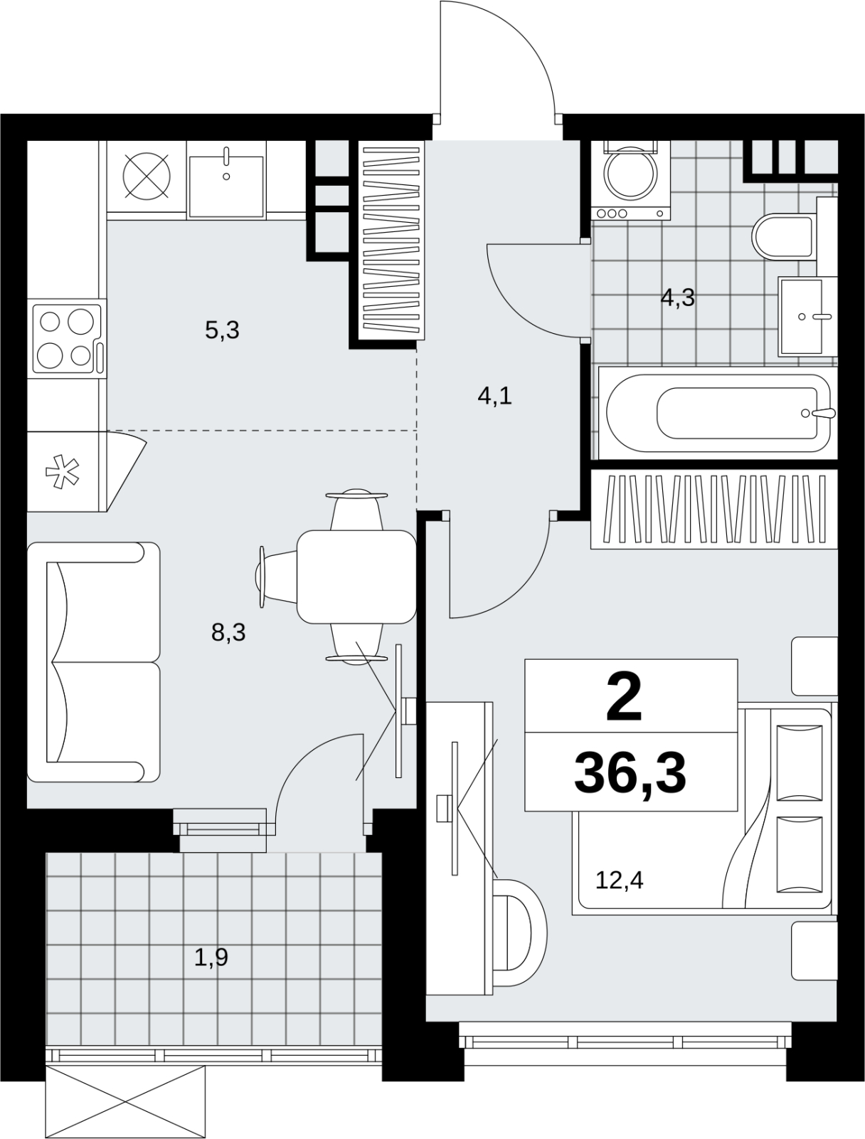 3-комнатная квартира в ЖК Скандинавия на 7 этаже в 2 секции. Сдача в 4 кв. 2026 г.