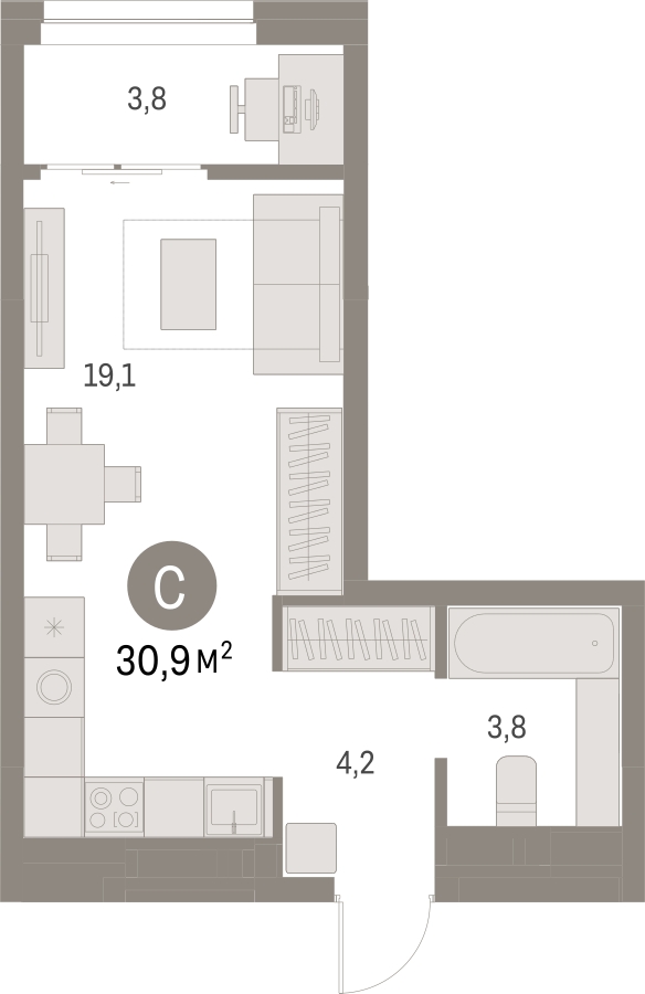 1-комнатная квартира в ЖК Скандинавия на 12 этаже в 2 секции. Сдача в 4 кв. 2026 г.