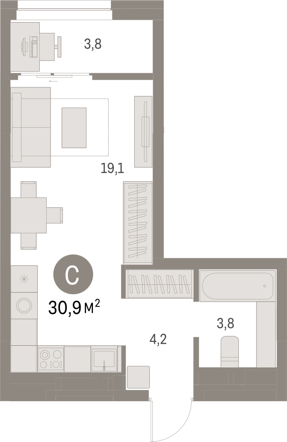 1-комнатная квартира (Студия) в ЖК Отрада на 9 этаже в 3 секции. Сдача в 2 кв. 2023 г.