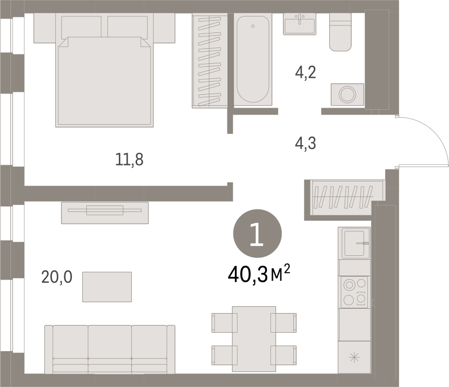 2-комнатная квартира в ЖК Скандинавия на 11 этаже в 1 секции. Сдача в 4 кв. 2026 г.