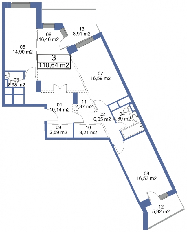 3-комнатная квартира с отделкой в ЖК Виноградный на 17 этаже в 2 секции. Дом сдан.