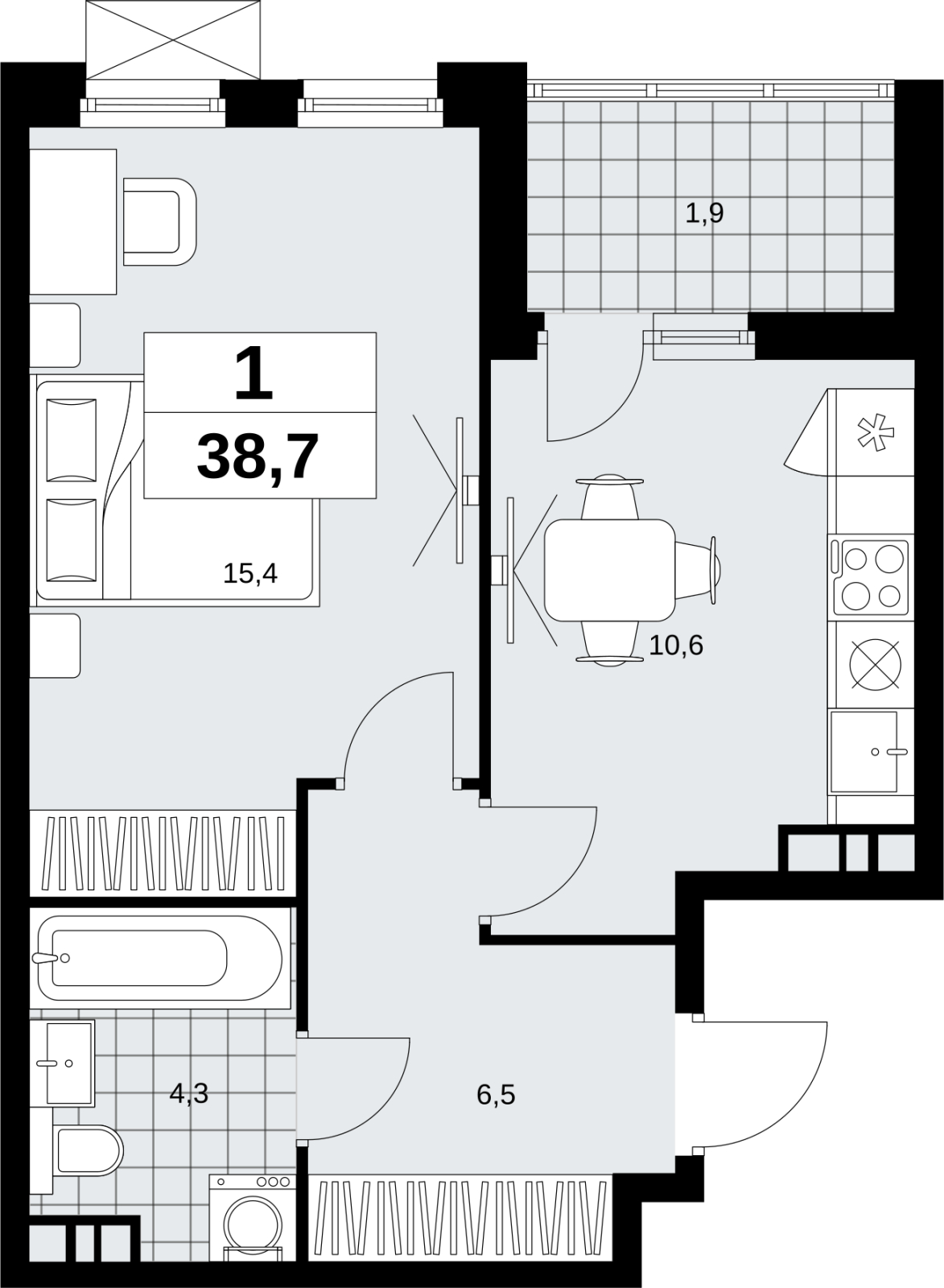 1-комнатная квартира (Студия) в ЖК Отрада на 6 этаже в 4 секции. Сдача в 2 кв. 2023 г.