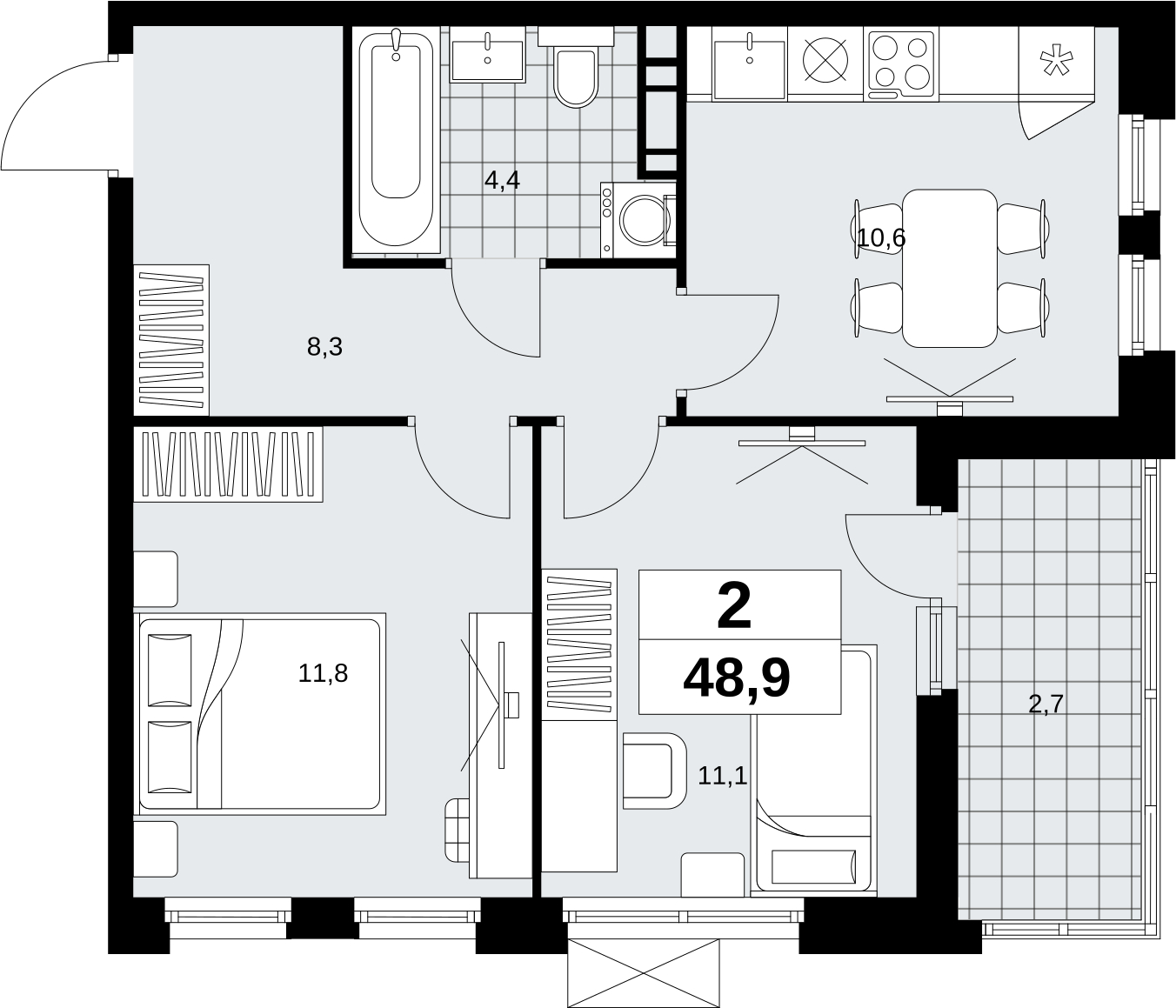 1-комнатная квартира (Студия) в ЖК Скандинавия на 15 этаже в 1 секции. Сдача в 4 кв. 2026 г.