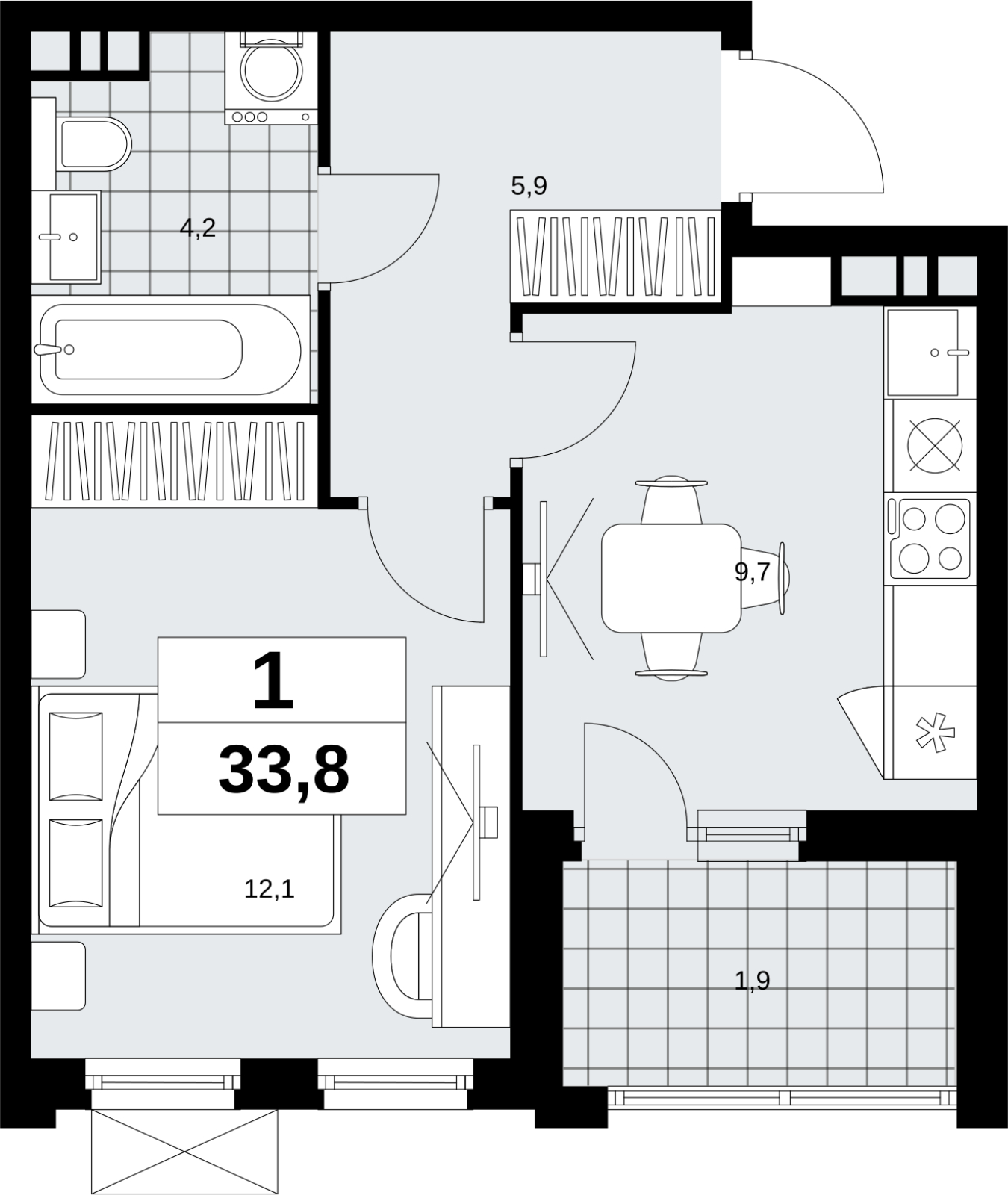 2-комнатная квартира в ЖК Отрада на 4 этаже в 3 секции. Дом сдан.