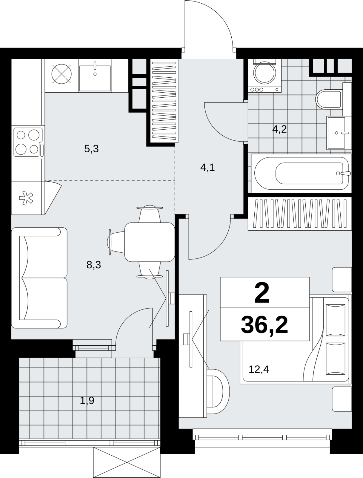 1-комнатная квартира с отделкой в ЖК Первый квартал на 7 этаже в 3 секции. Сдача в 1 кв. 2025 г.