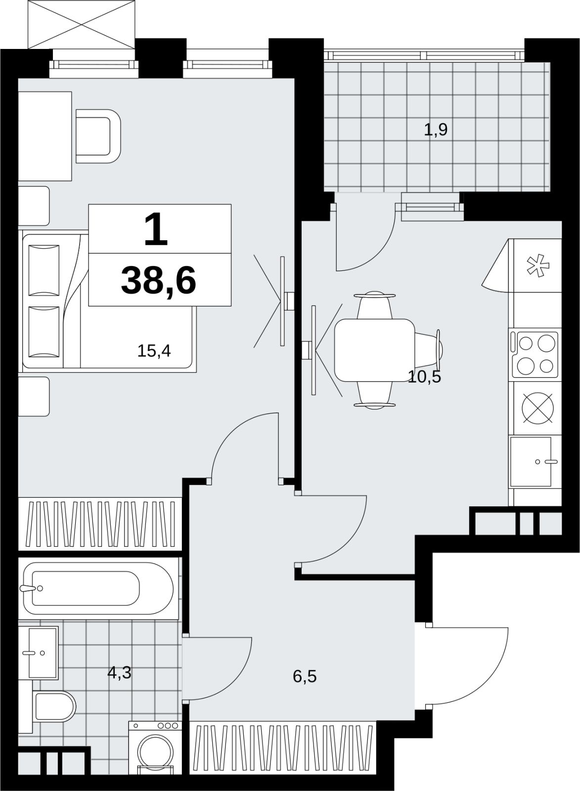 2-комнатная квартира с отделкой в ЖК Первый квартал на 3 этаже в 5 секции. Сдача в 1 кв. 2025 г.