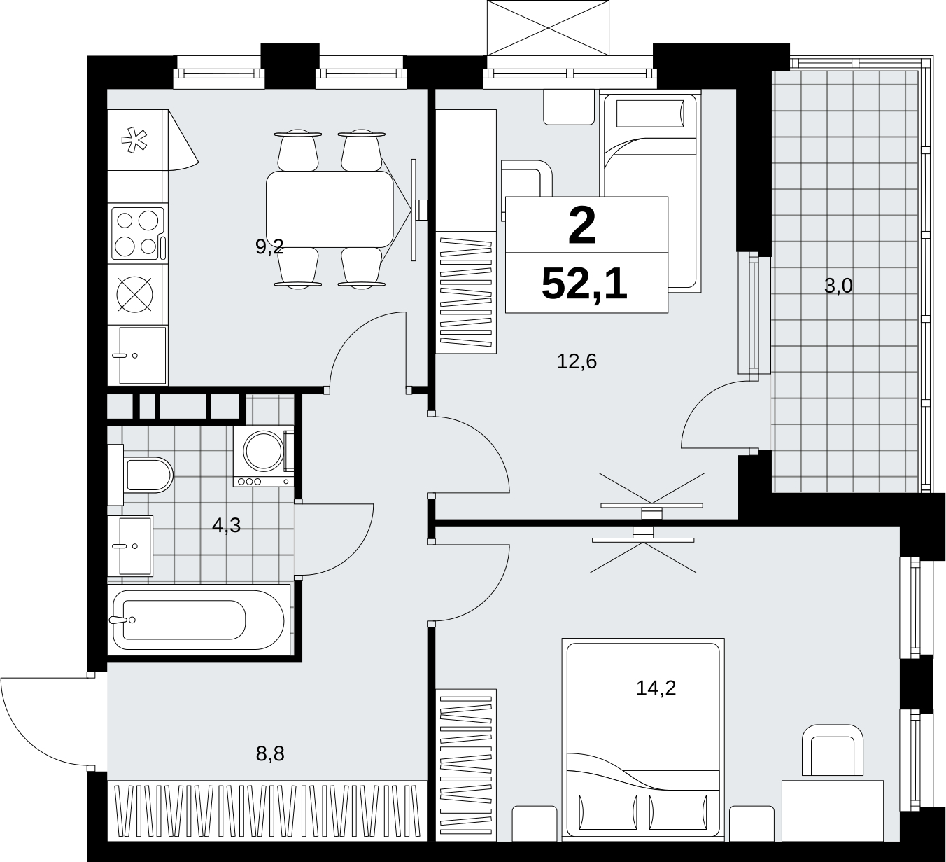 1-комнатная квартира в ЖК Скандинавия на 3 этаже в 2 секции. Сдача в 4 кв. 2026 г.