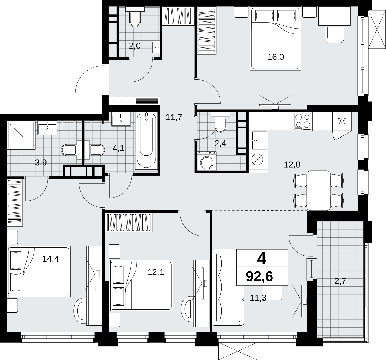 2-комнатная квартира в ЖК Скандинавия на 8 этаже в 4 секции. Сдача в 3 кв. 2024 г.