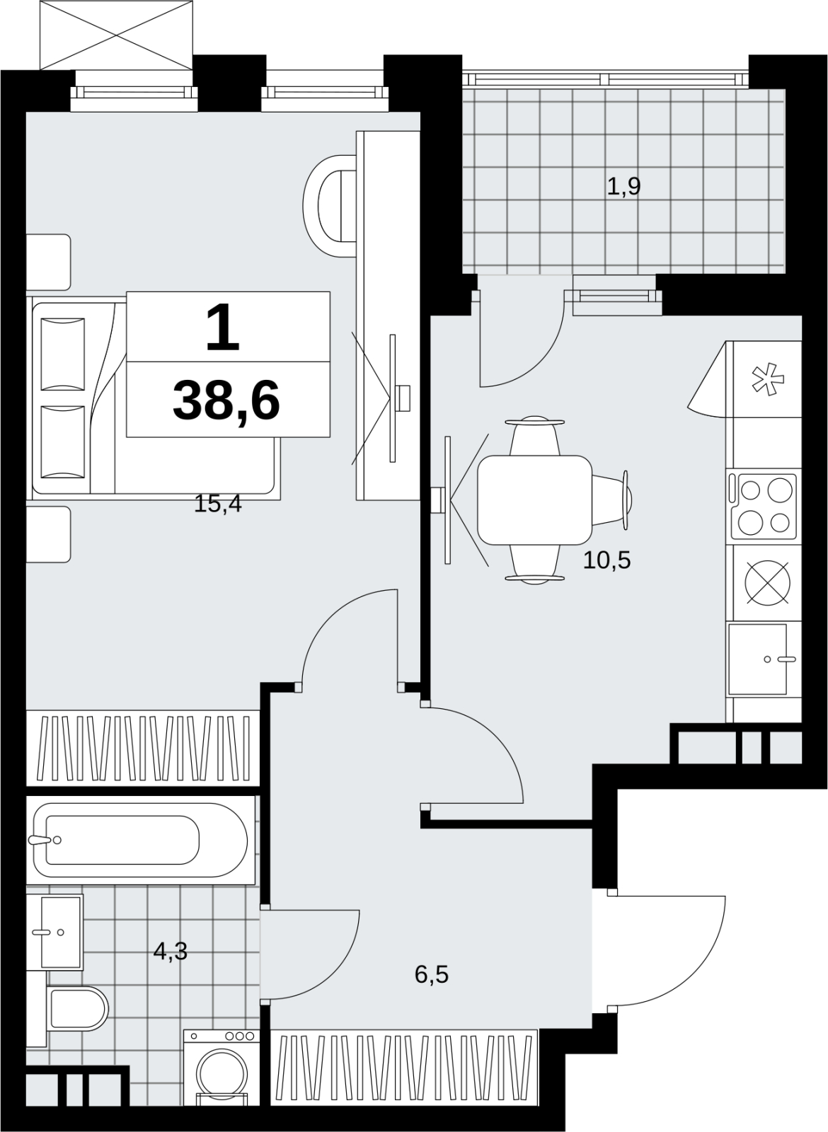 1-комнатная квартира (Студия) в ЖК Скандинавия на 11 этаже в 2 секции. Сдача в 4 кв. 2026 г.