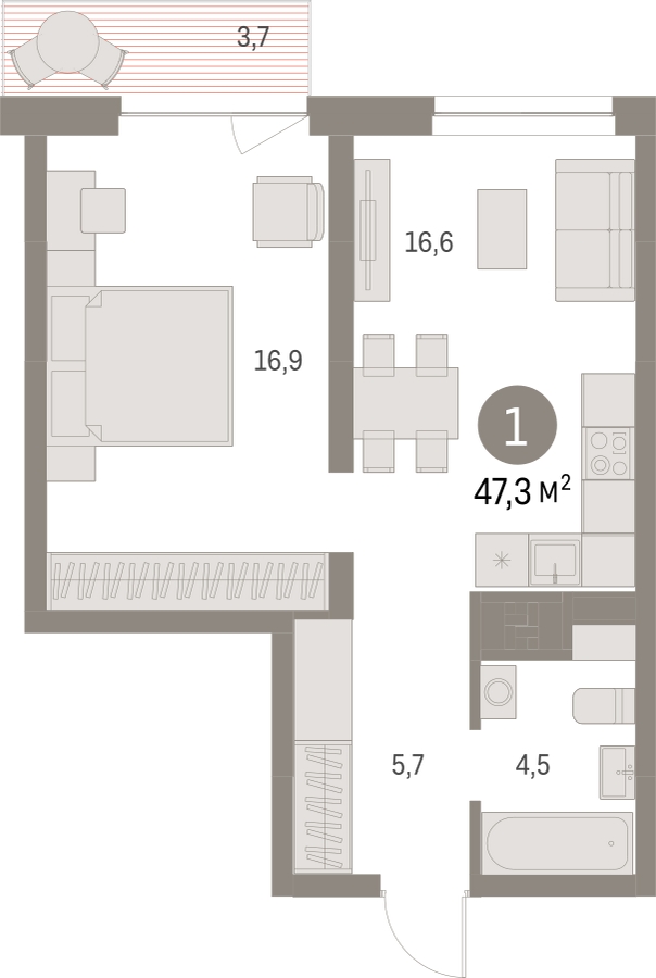 1-комнатная квартира с отделкой в ЖК Первый квартал на 12 этаже в 3 секции. Сдача в 1 кв. 2025 г.