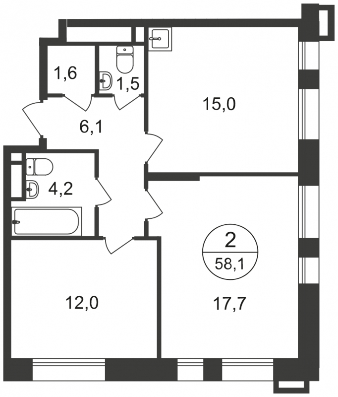 1-комнатная квартира в ЖК Отрада на 6 этаже в 6 секции. Сдача в 2 кв. 2023 г.