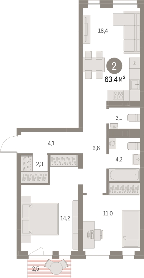 3-комнатная квартира в ЖК Скандинавия на 18 этаже в 1 секции. Сдача в 4 кв. 2026 г.