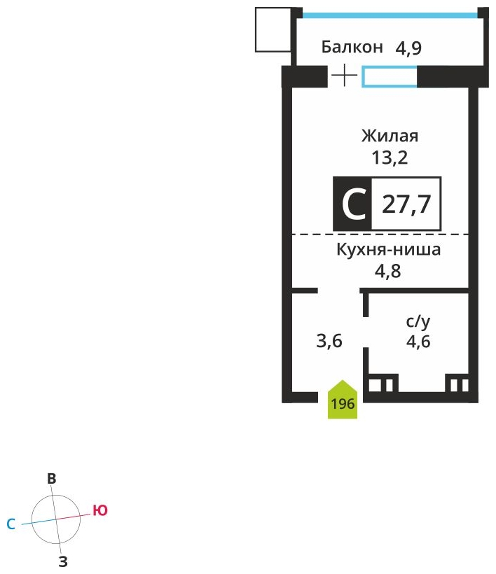 3-комнатная квартира с отделкой в ЖК Первый квартал на 5 этаже в 1 секции. Сдача в 1 кв. 2025 г.