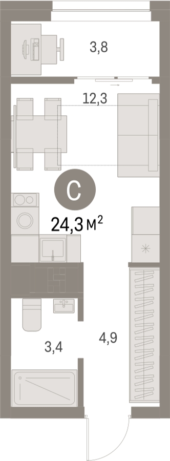 1-комнатная квартира в ЖК Отрада на 10 этаже в 6 секции. Сдача в 2 кв. 2023 г.
