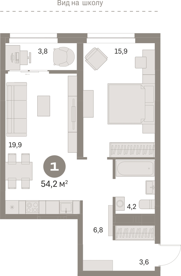 1-комнатная квартира (Студия) в ЖК Отрада на 12 этаже в 5 секции. Сдача в 2 кв. 2023 г.