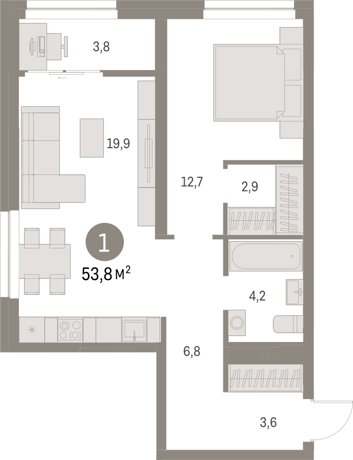 4-комнатная квартира в ЖК Скандинавия на 18 этаже в 1 секции. Сдача в 4 кв. 2026 г.