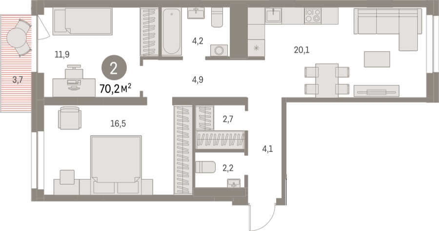 4-комнатная квартира в ЖК Скандинавия на 14 этаже в 1 секции. Сдача в 4 кв. 2026 г.