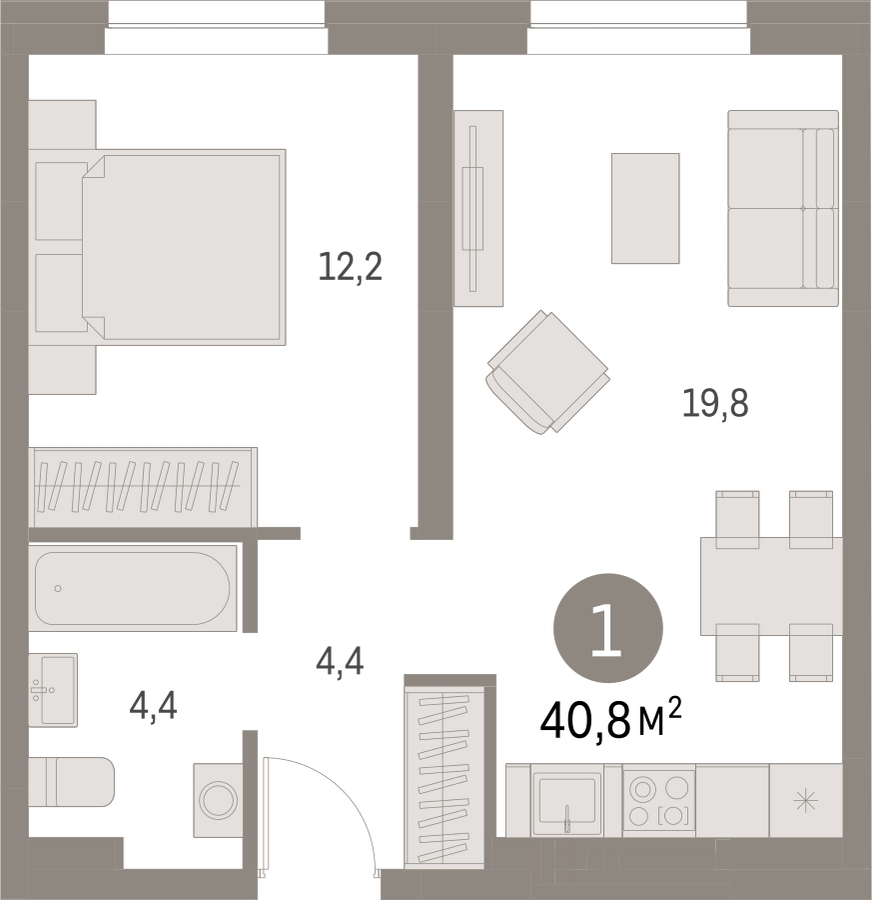 1-комнатная квартира (Студия) в ЖК Отрада на 8 этаже в 4 секции. Сдача в 2 кв. 2023 г.