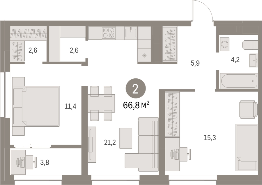 1-комнатная квартира (Студия) в ЖК Отрада на 8 этаже в 5 секции. Сдача в 2 кв. 2023 г.