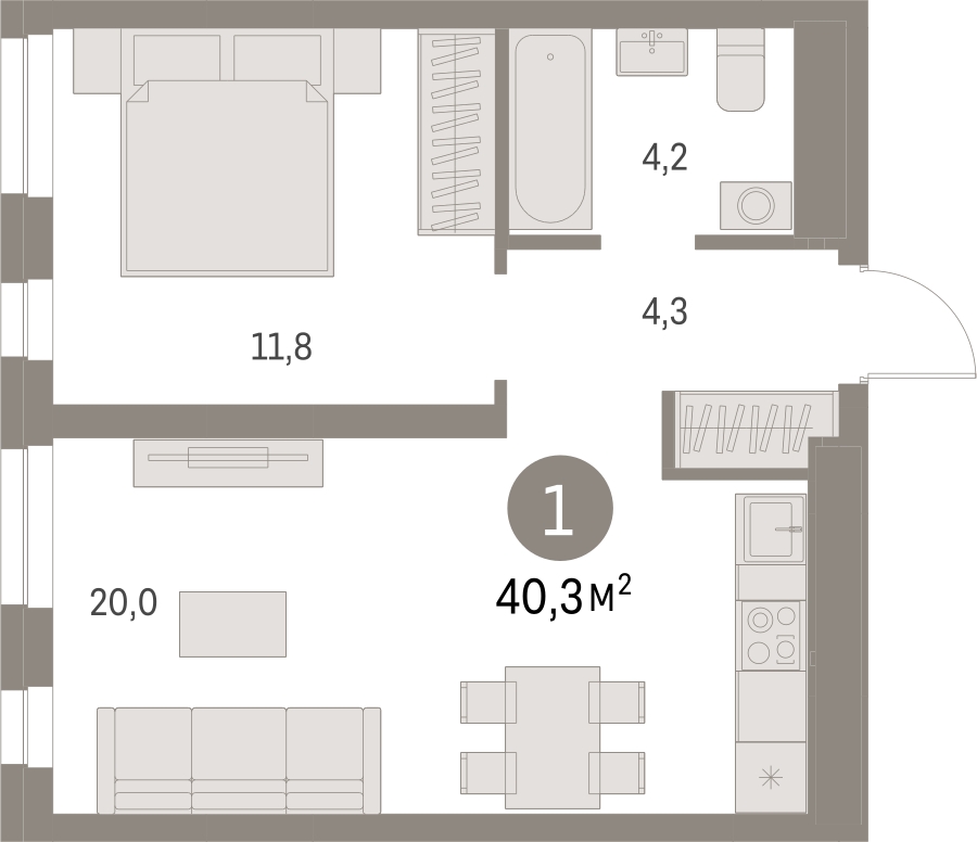 1-комнатная квартира в ЖК Отрада на 6 этаже в 4 секции. Сдача в 2 кв. 2023 г.