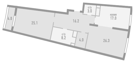 3-комнатная квартира в ЖК Квартал Тетрис на 6 этаже в 1 секции. Сдача в 2 кв. 2025 г.