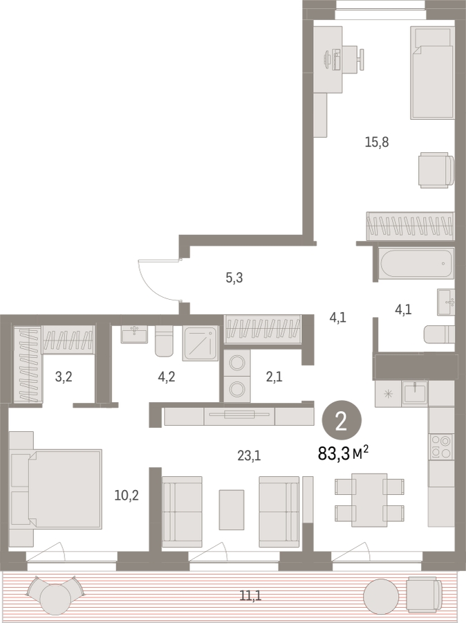 3-комнатная квартира с отделкой в ЖК Первый квартал на 13 этаже в 3 секции. Сдача в 1 кв. 2025 г.