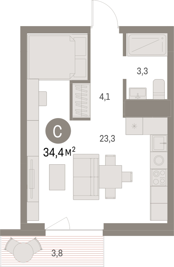 1-комнатная квартира в ЖК Отрада на 10 этаже в 6 секции. Сдача в 2 кв. 2023 г.