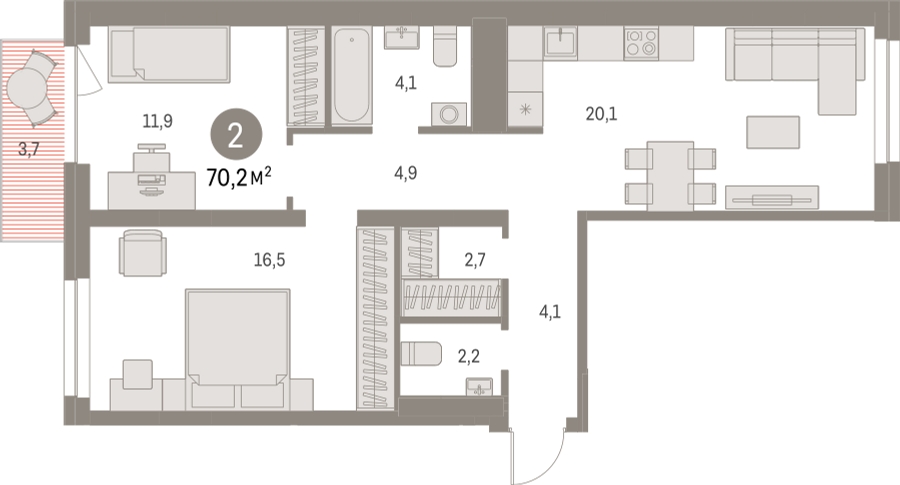 1-комнатная квартира в ЖК Отрада на 6 этаже в 5 секции. Сдача в 2 кв. 2023 г.