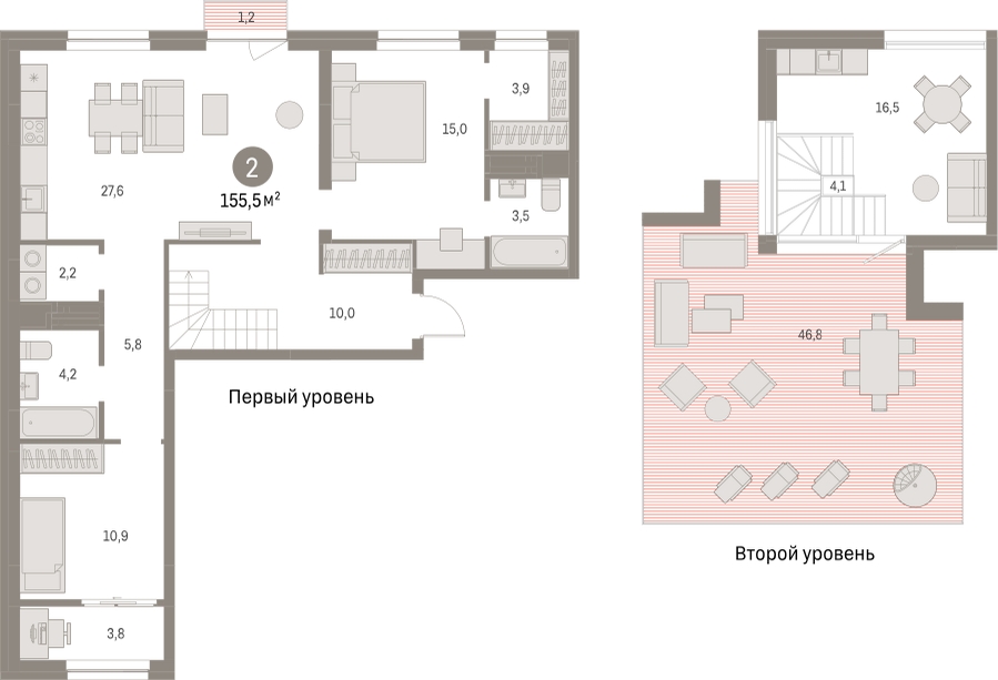 2-комнатная квартира с отделкой в ЖК Первый квартал на 4 этаже в 3 секции. Сдача в 1 кв. 2025 г.