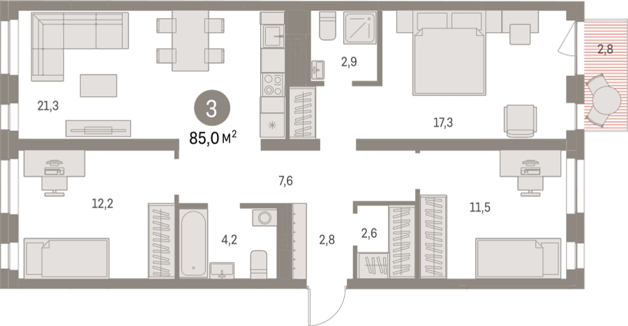 2-комнатная квартира в ЖК Скандинавия на 14 этаже в 2 секции. Дом сдан.
