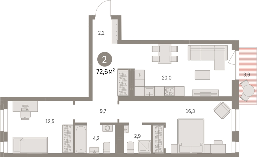 1-комнатная квартира в ЖК Отрада на 7 этаже в 6 секции. Сдача в 2 кв. 2023 г.