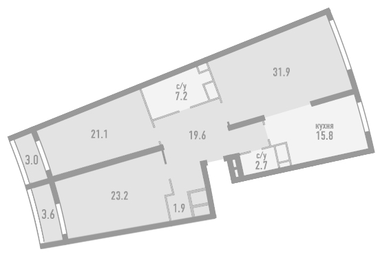 2-комнатная квартира в ЖК VESNA на 11 этаже в 2 секции. Сдача в 4 кв. 2022 г.