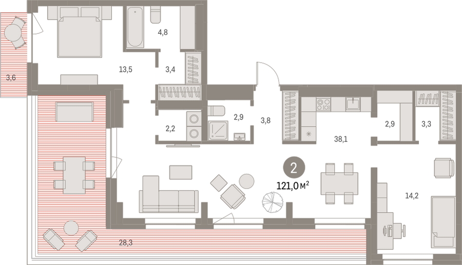 2-комнатная квартира с отделкой в ЖК Первый квартал на 6 этаже в 7 секции. Сдача в 1 кв. 2025 г.