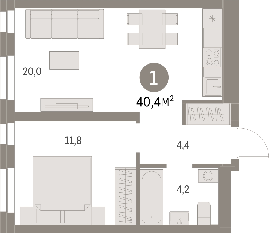 1-комнатная квартира (Студия) в ЖК Скандинавия на 3 этаже в 1 секции. Сдача в 3 кв. 2024 г.