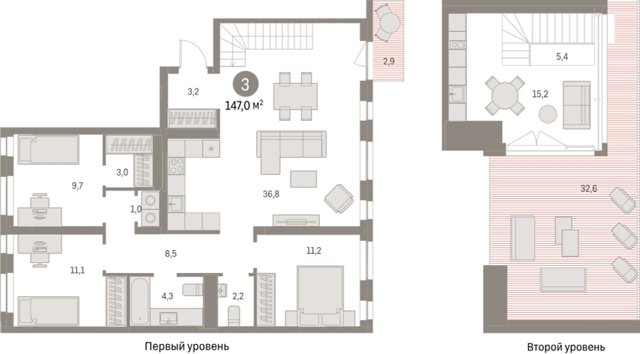3-комнатная квартира с отделкой в ЖК Первый квартал на 7 этаже в 8 секции. Сдача в 1 кв. 2025 г.