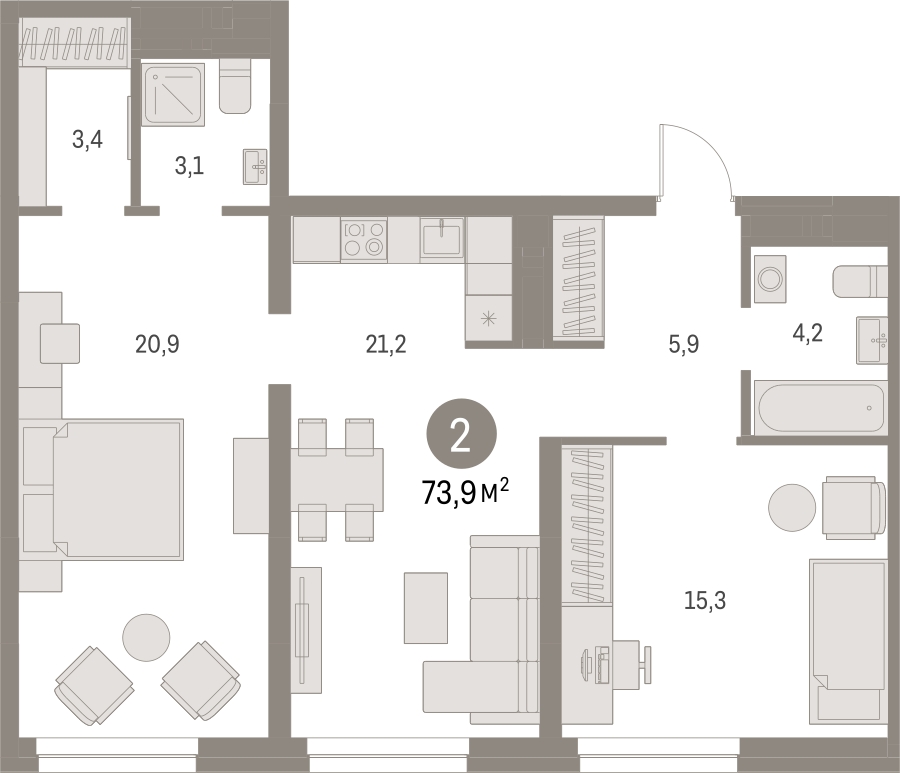 1-комнатная квартира в ЖК Отрада на 5 этаже в 3 секции. Сдача в 2 кв. 2023 г.