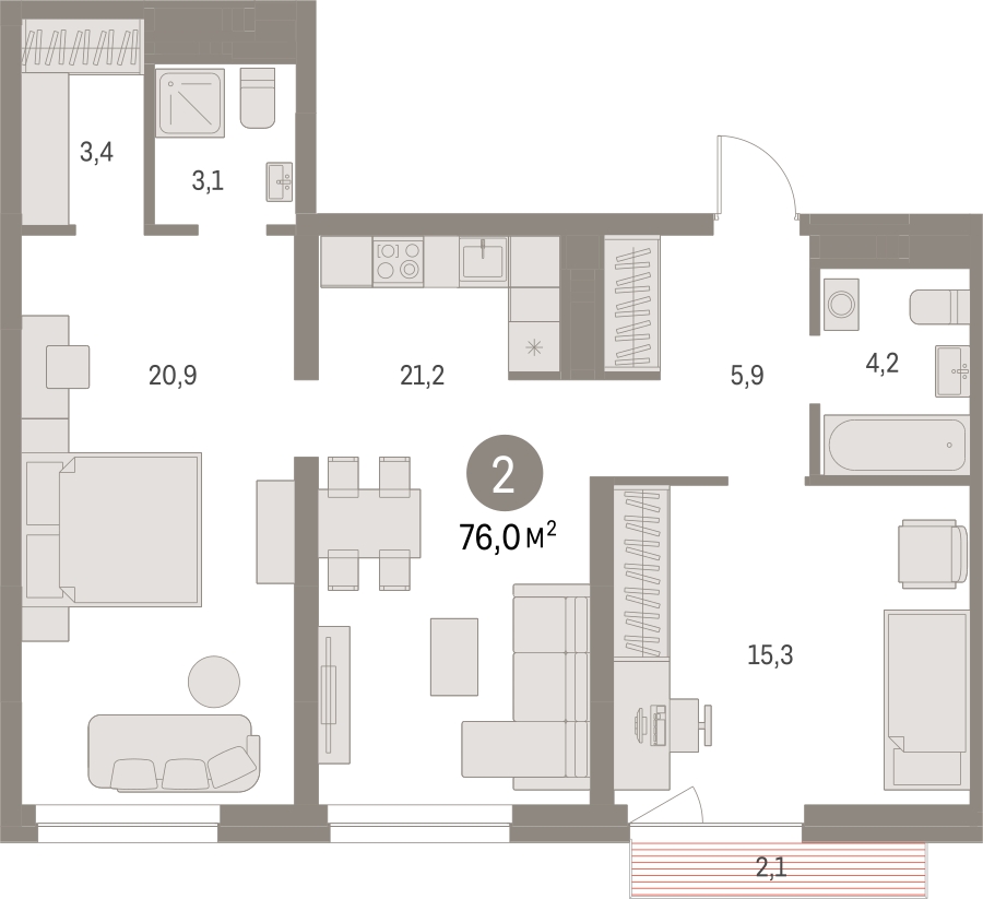 1-комнатная квартира (Студия) с отделкой в ЖК Первый квартал на 10 этаже в 1 секции. Сдача в 1 кв. 2025 г.